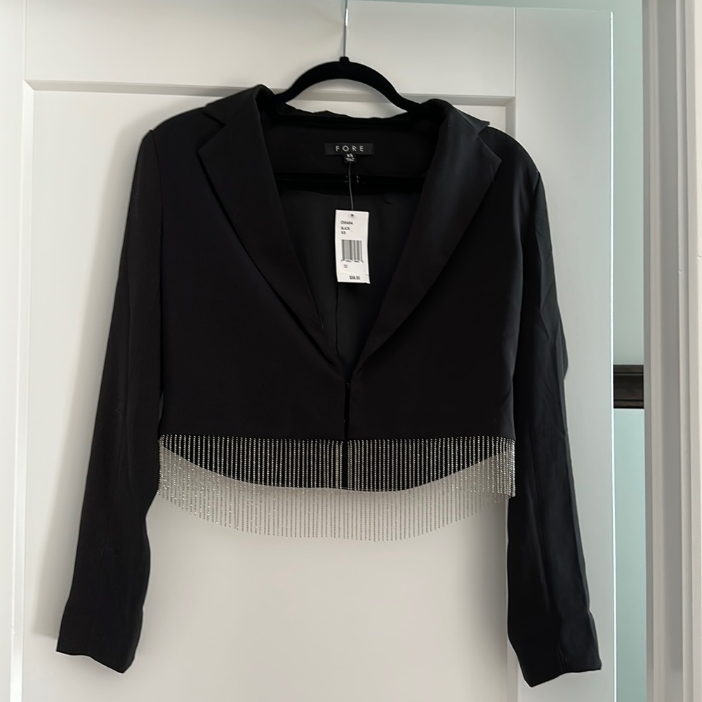 NWT - Cropped Blazer with Tassel Fringe